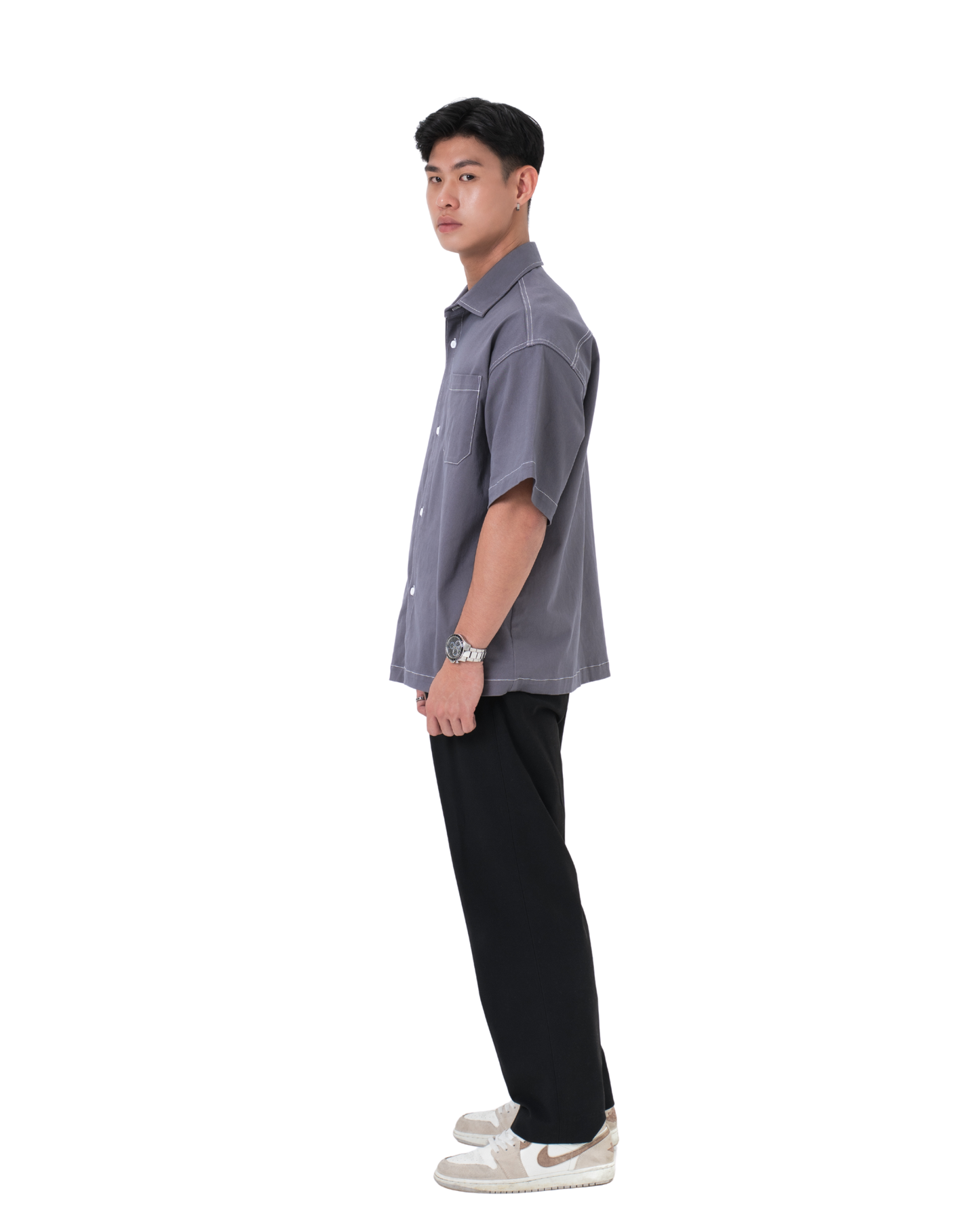 DANTE Button Up Twill in Cloak Grey — relaxed fit cotton shirt by That You Are Singapore
