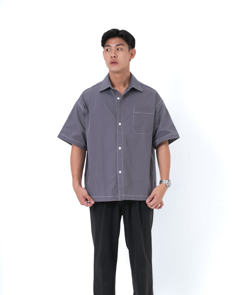 DANTE Button Up Twill in Cloak Grey — relaxed fit cotton shirt by That You Are Singapore