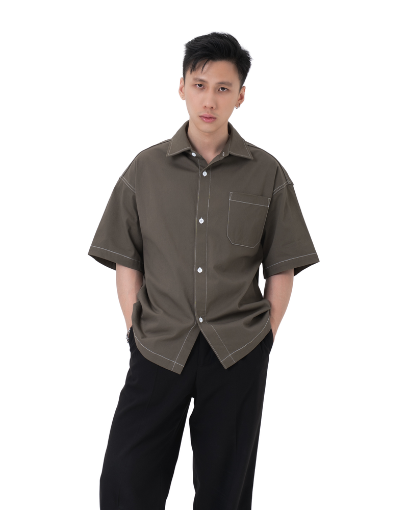 DANTE Button Up Twill in Havana Brown — relaxed fit cotton shirt by That You Are Singapore