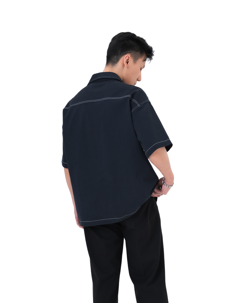 DANTE Button Up Twill in Corbeau Blue — relaxed fit cotton shirt by That You Are Singapore