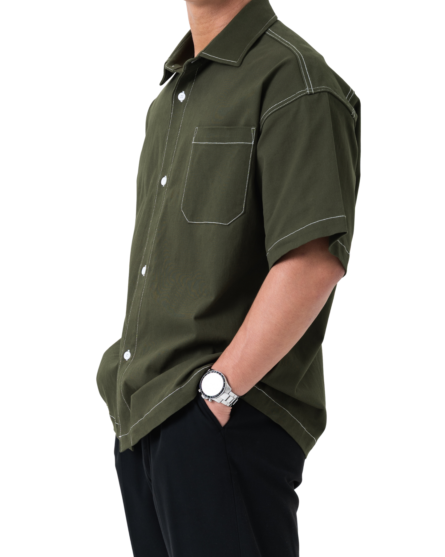 DANTE Button Up Twill in Obsidian Green β relaxed fit cotton shirt by That You Are Singapore