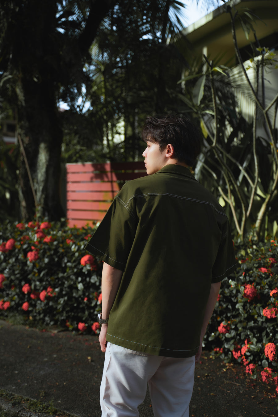 DANTE Button Up Twill in Obsidian Green