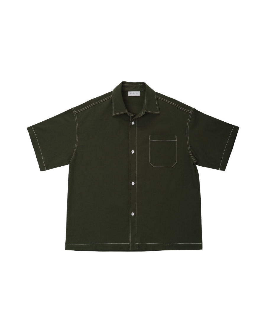 DANTE Button Up Twill in Obsidian Green