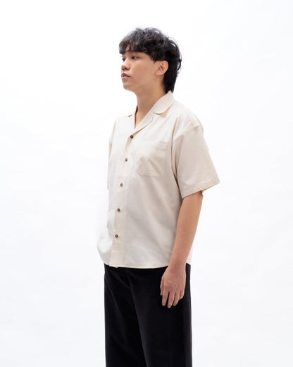 BASHO Relaxed Button Up in Medlar Ivory — lyocell relaxed fit shirt by That You Are Singapore