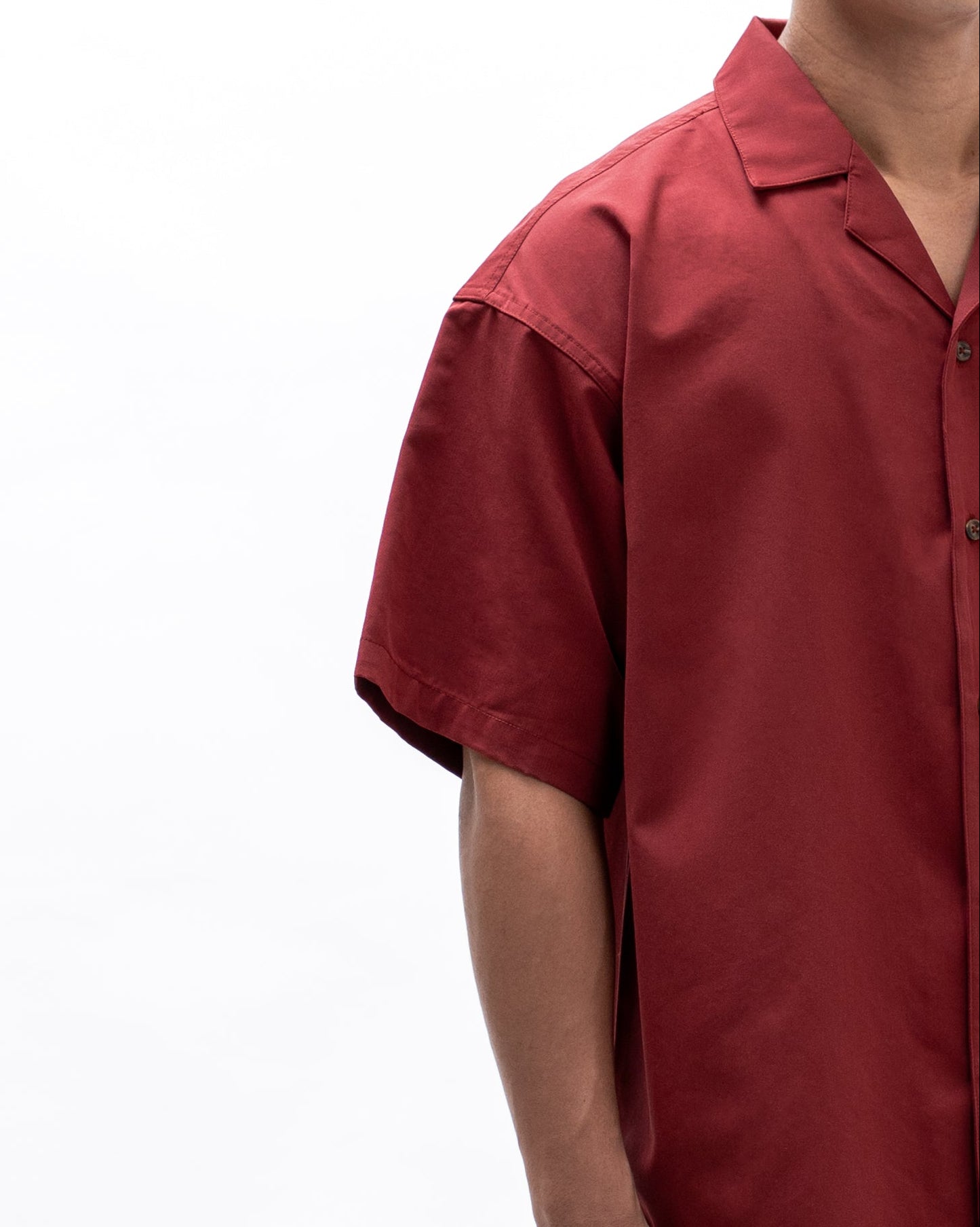 BASHO Relaxed Button Up in Auburn Maroon — lyocell relaxed fit shirt by That You Are Singapore