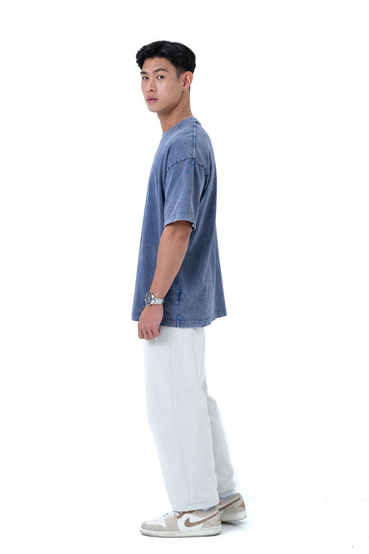 YOKO Oversized Washed Tee – Aegean Blue