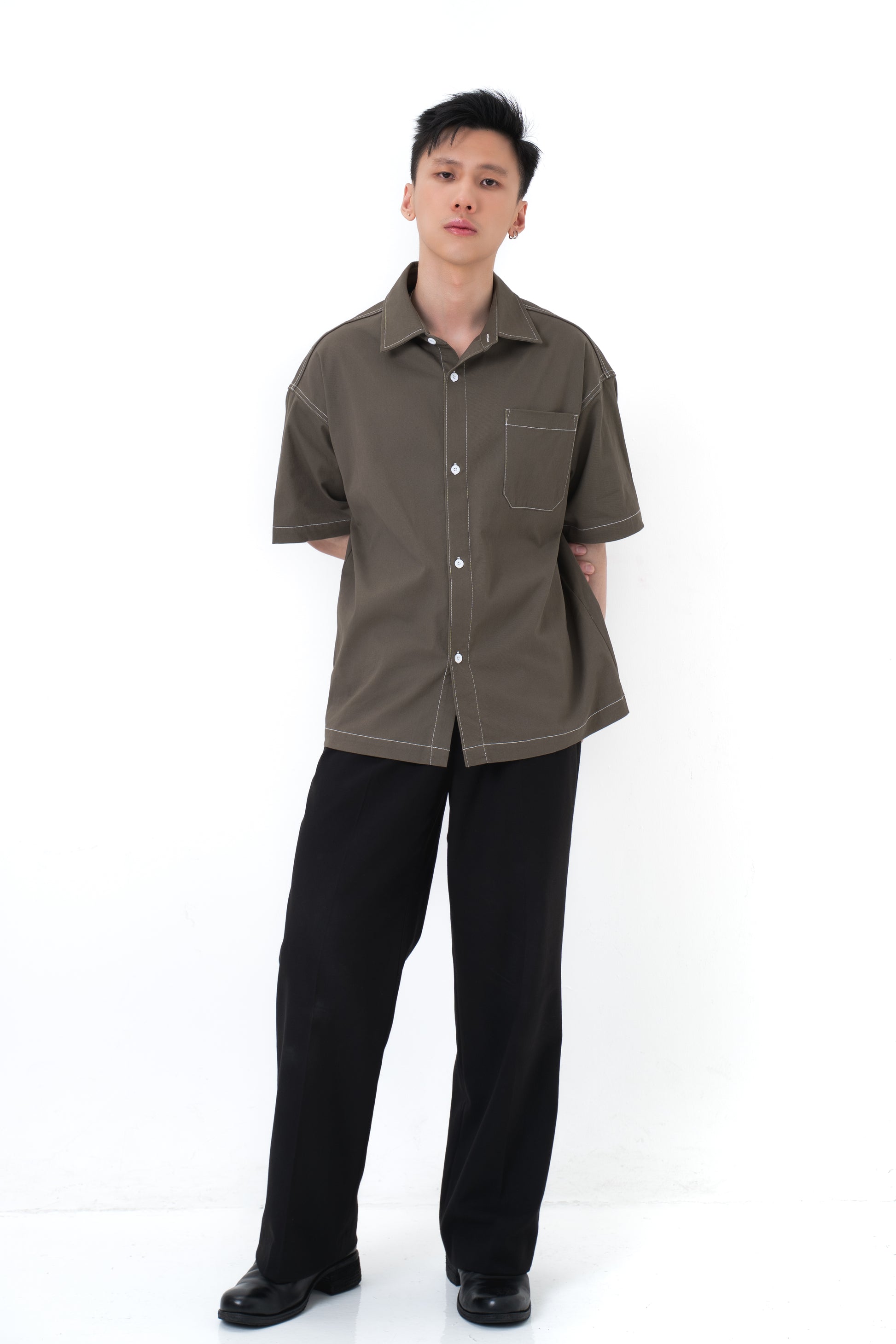 DANTE Button Up Twill in Havana Brown — relaxed fit cotton shirt by That You Are Singapore