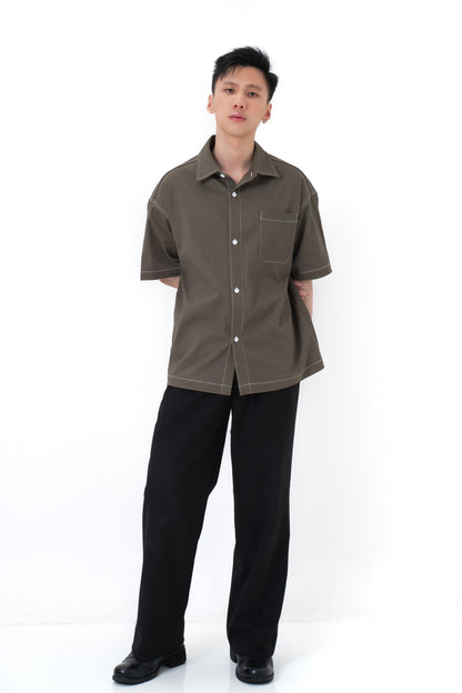 DANTE Button Up Twill in Havana Brown — relaxed fit cotton shirt by That You Are Singapore