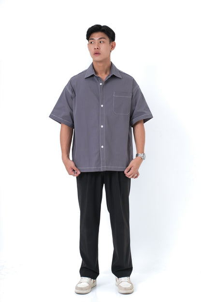 DANTE Button Up Twill in Cloak Grey — relaxed fit cotton shirt by That You Are Singapore