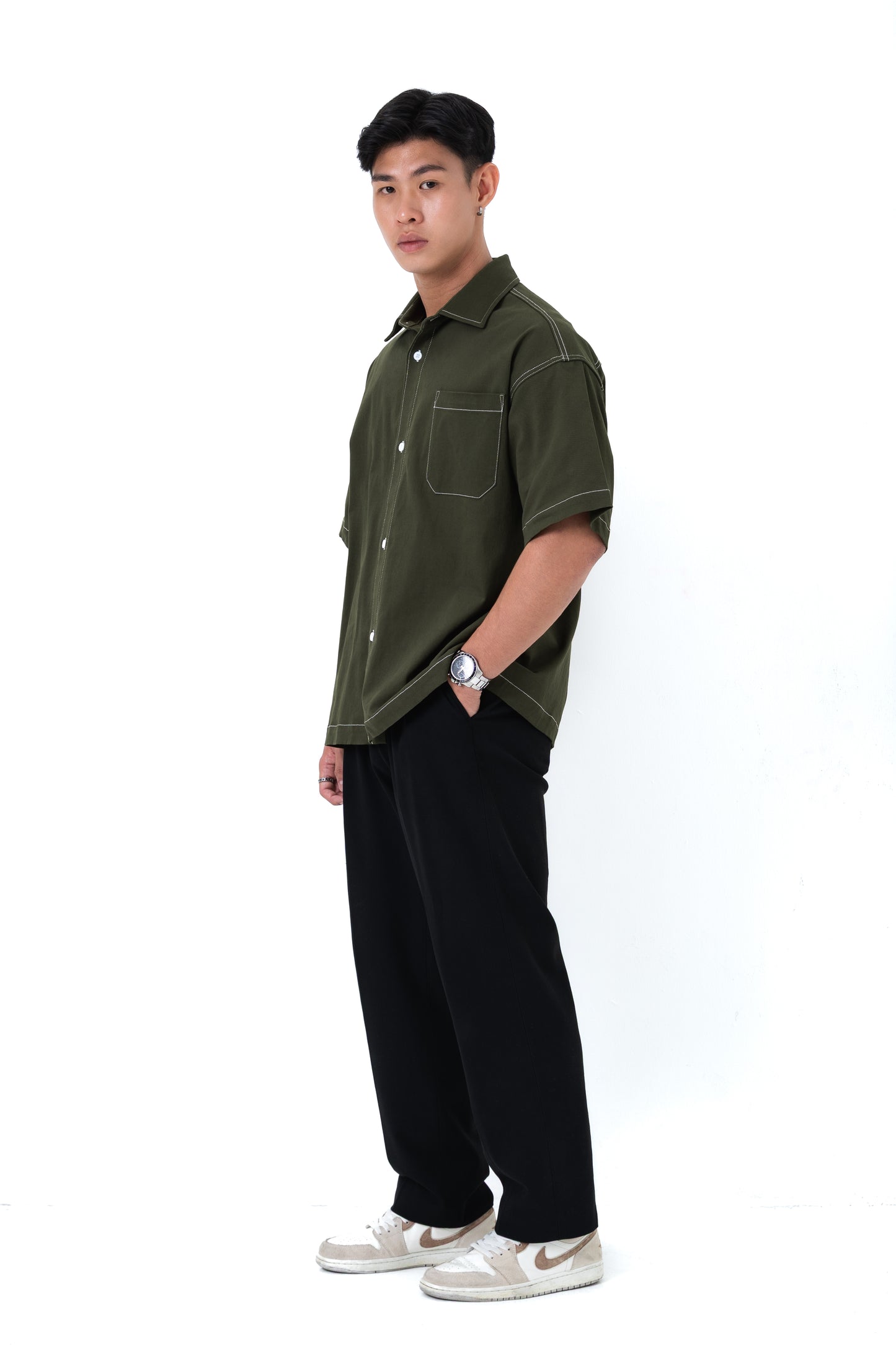 DANTE Button Up Twill – Obsidian Green