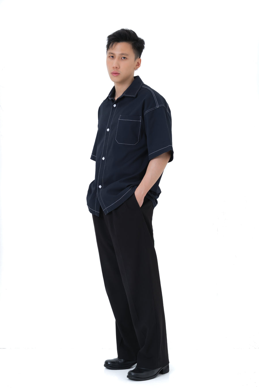 DANTE Button Up Twill in Corbeau Blue — relaxed fit cotton shirt by That You Are Singapore