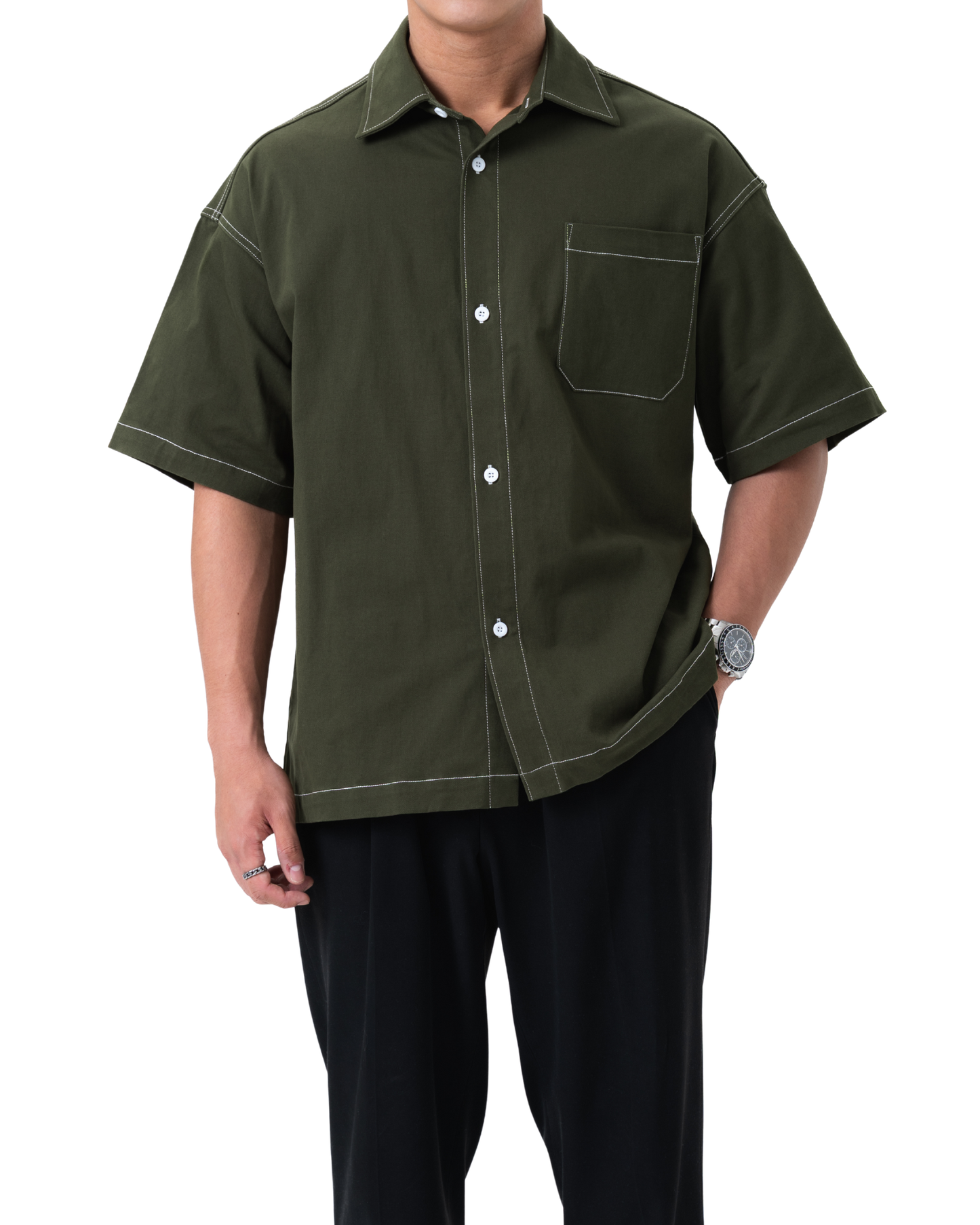 DANTE Button Up Twill – Obsidian Green
