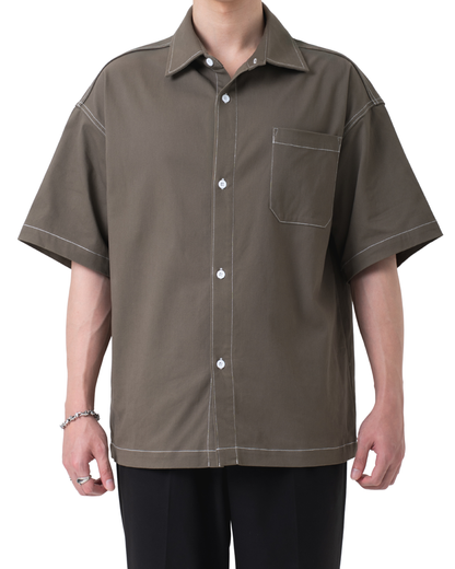 DANTE Button Up Twill in Havana Brown — relaxed fit cotton shirt by That You Are Singapore