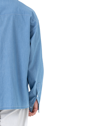 RUMI Long Sleeve Chambray in Sky Blue — 100% cotton relaxed fit shirt by That You Are Singapore