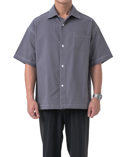 DANTE Button Up Twill in Cloak Grey — relaxed fit cotton shirt by That You Are Singapore