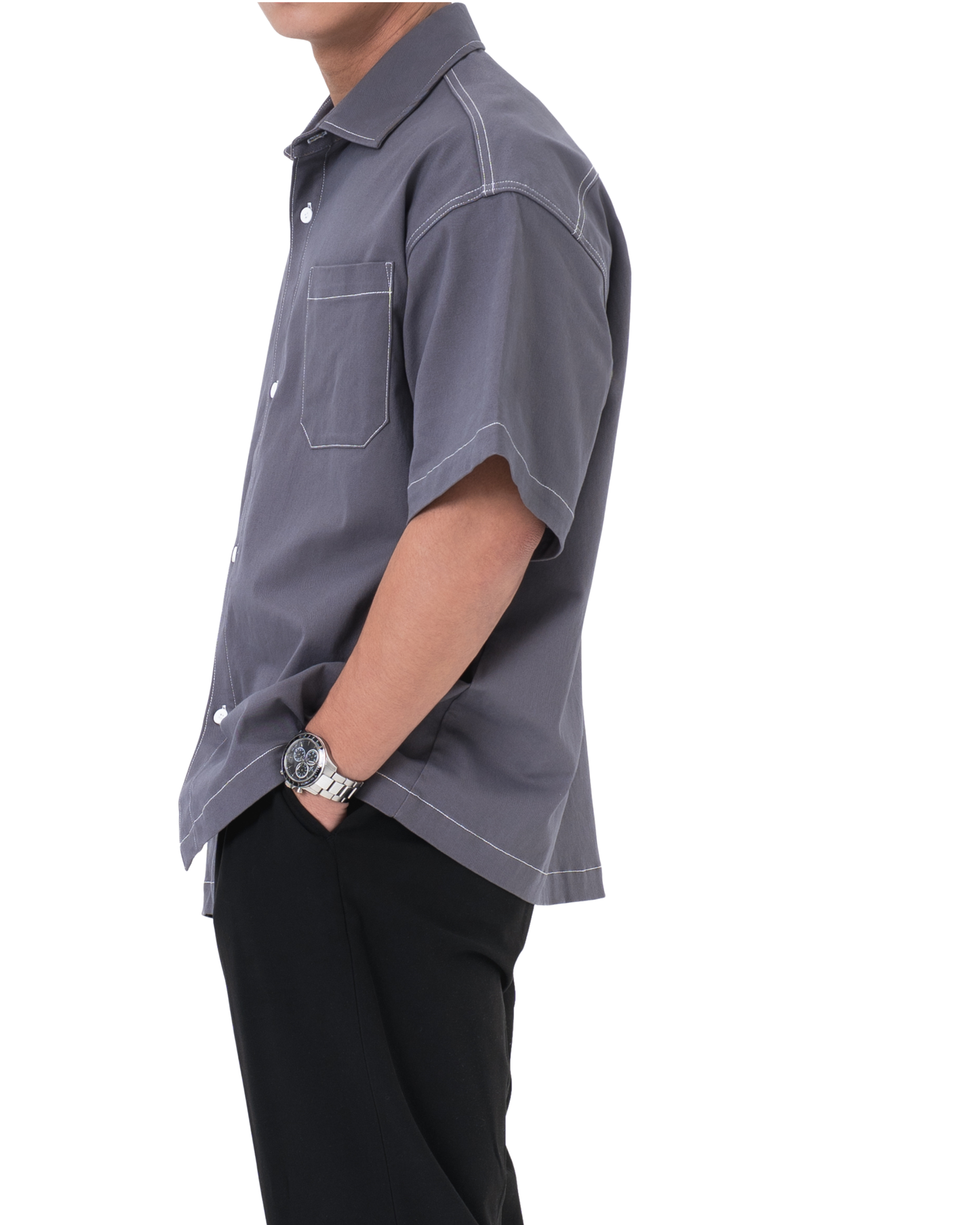 DANTE Button Up Twill in Cloak Grey — relaxed fit cotton shirt by That You Are Singapore