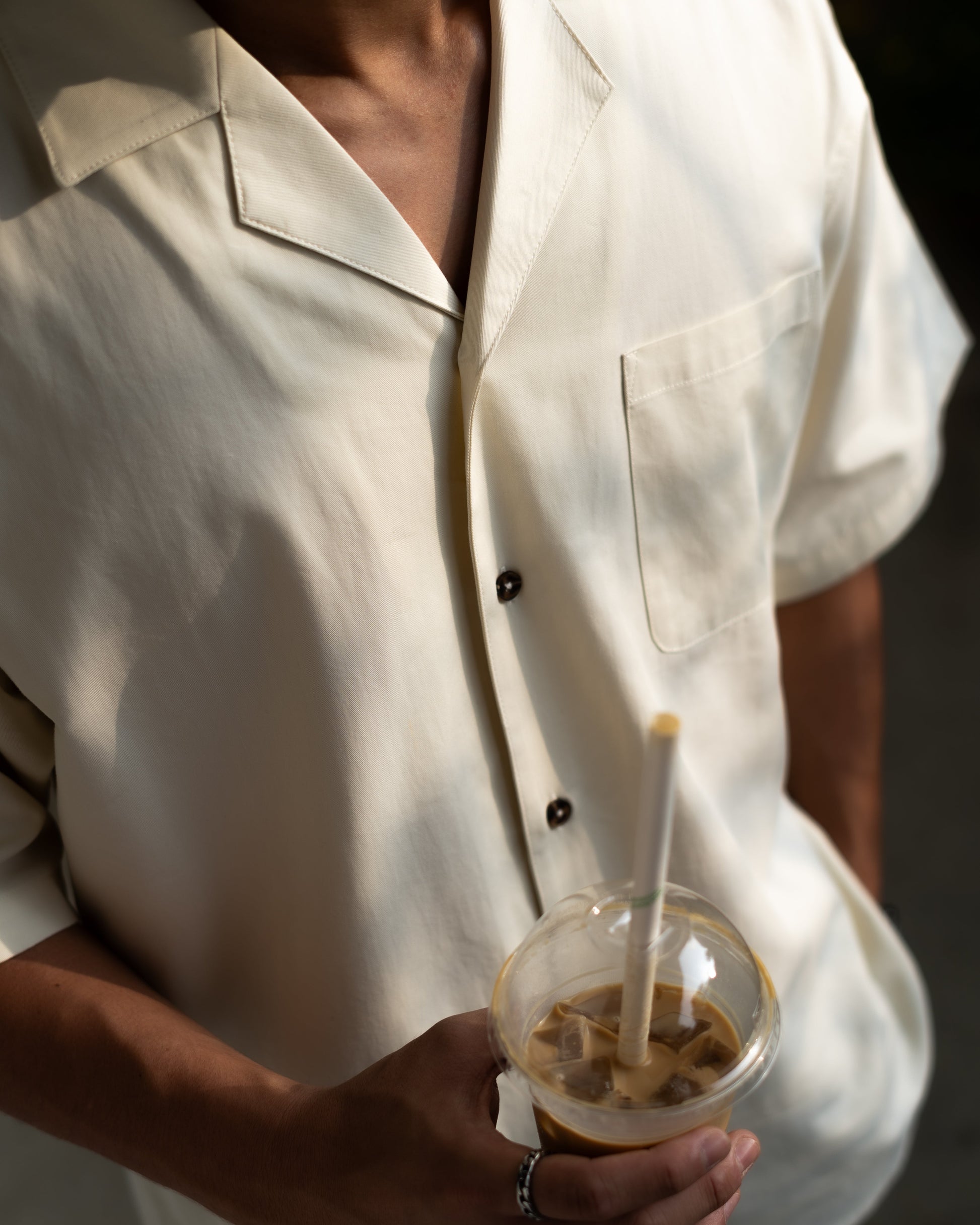 BASHO Relaxed Button Up in Medlar Ivory — lyocell relaxed fit shirt by That You Are Singapore