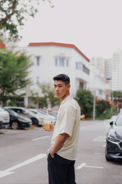 BASHO Relaxed Button Up in Medlar Ivory